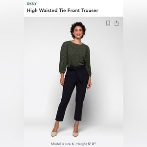 DKNY’s High Waisted Tie Front Trouser | 12 | Navy